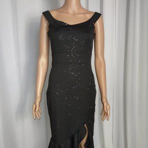 CBR black ruffle dress with silver glitter size M